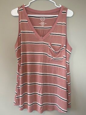 Maurices Mauve Pink Striped V-Neck Tank
